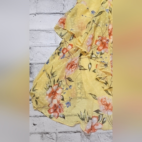 Le Chateau Yellow Floral Midi Dress - Picture 6 of 8